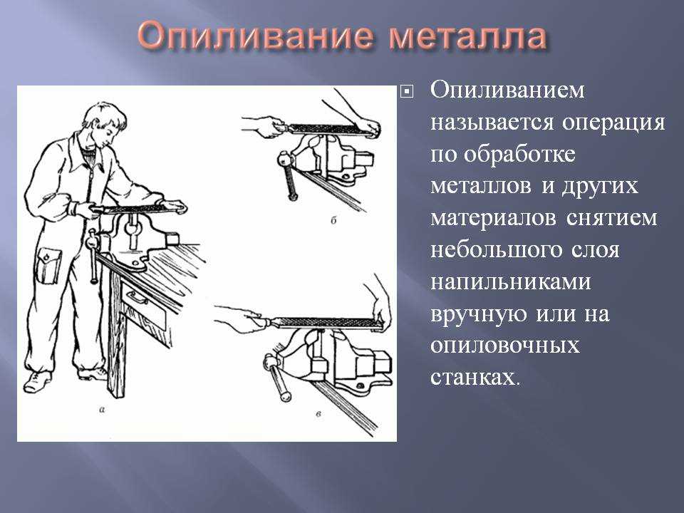 Определи название приемов опиливания заготовок металлических деталей изображенных на рисунках